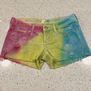 Vintage GARAGE Denim Multicolor Tie-Dye Rainbow Jean Shorts Size 3